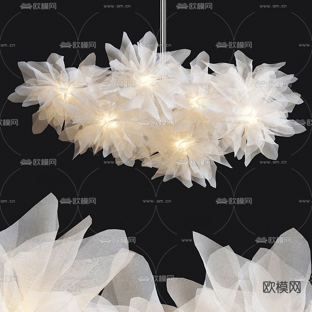 Fluo Compo花瓣吊灯 花朵吊灯3d模型下载_ID12180191_3dmax免费模型-欧模网