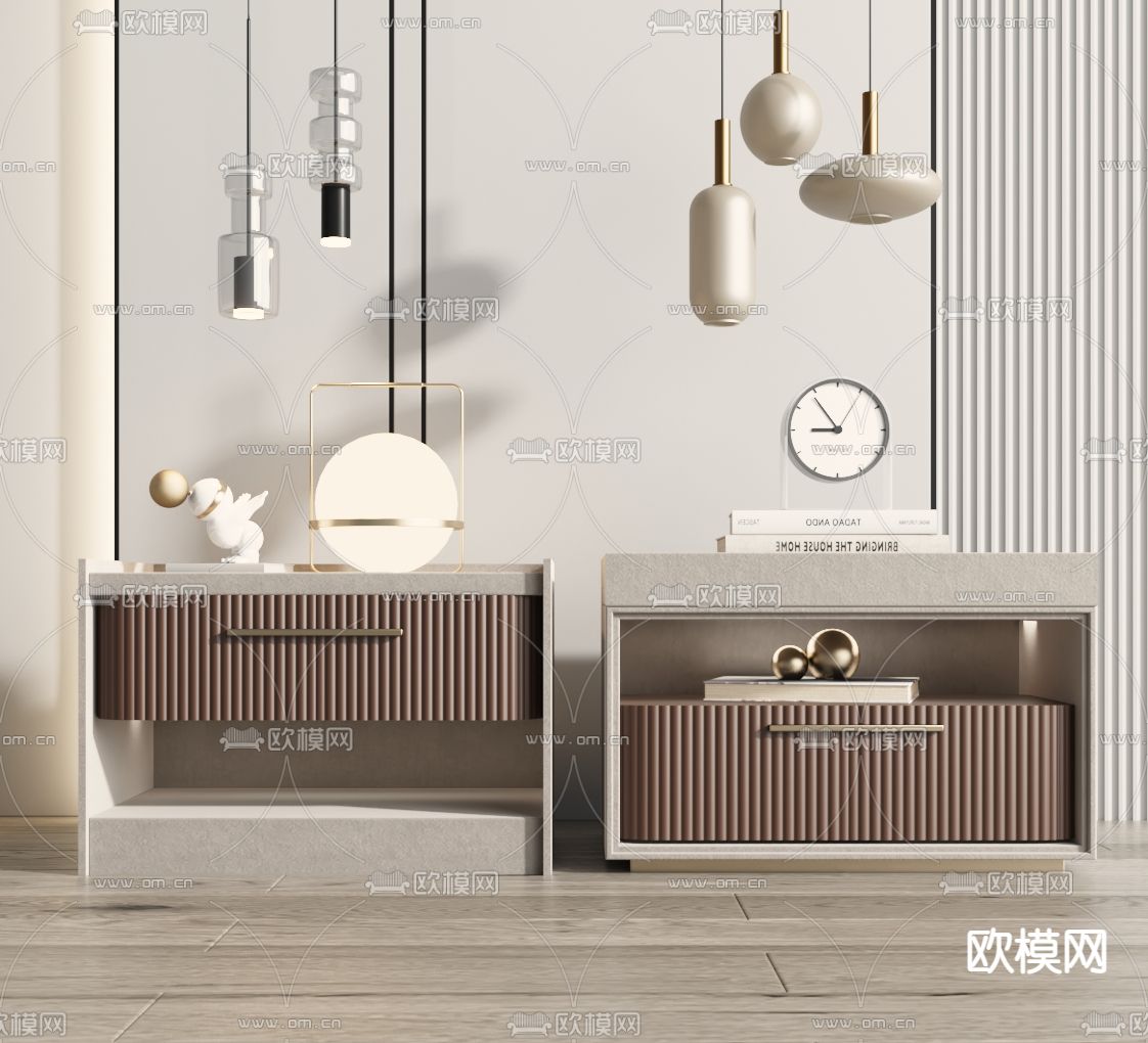 轻奢床头柜3d模型下载