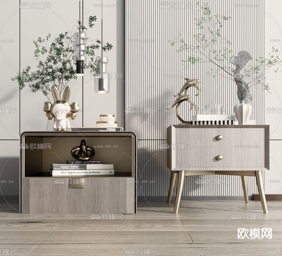 现代床头柜3d模型下载