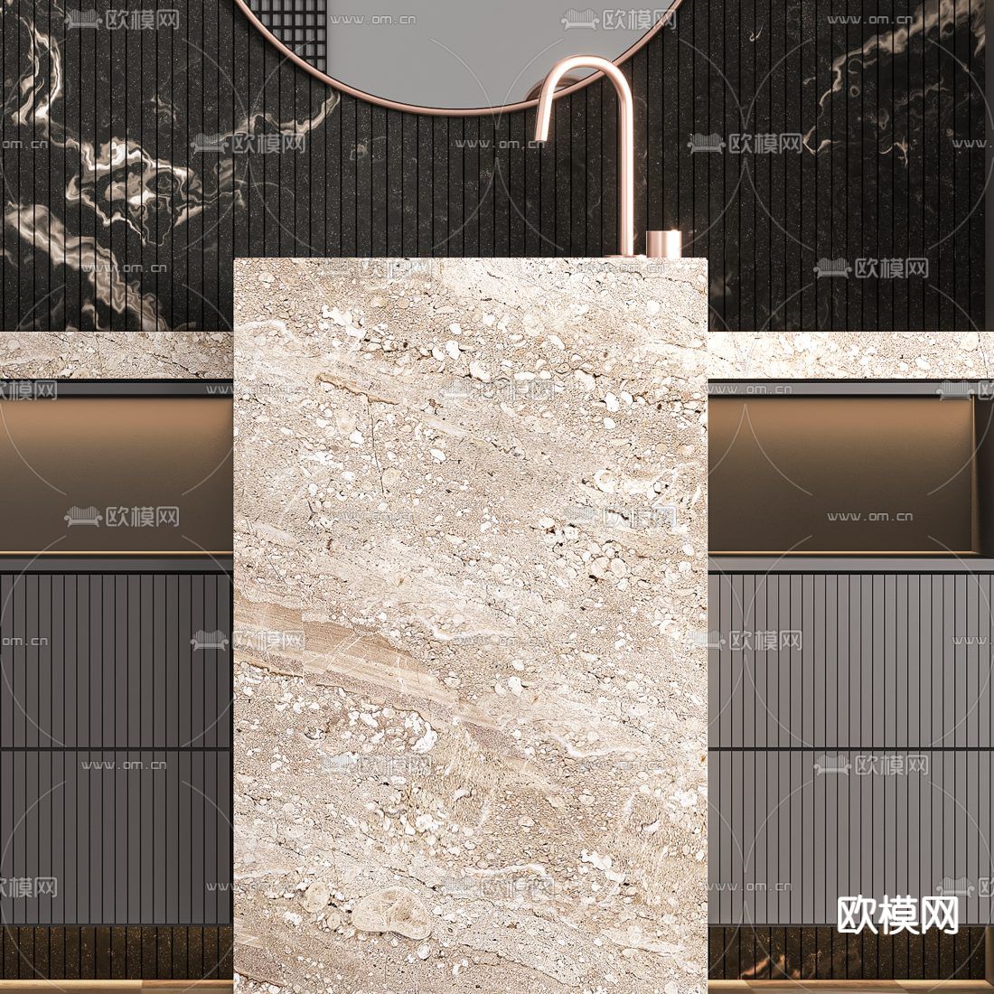 轻奢浴室柜 洗手台3d模型下载（渲染图4）