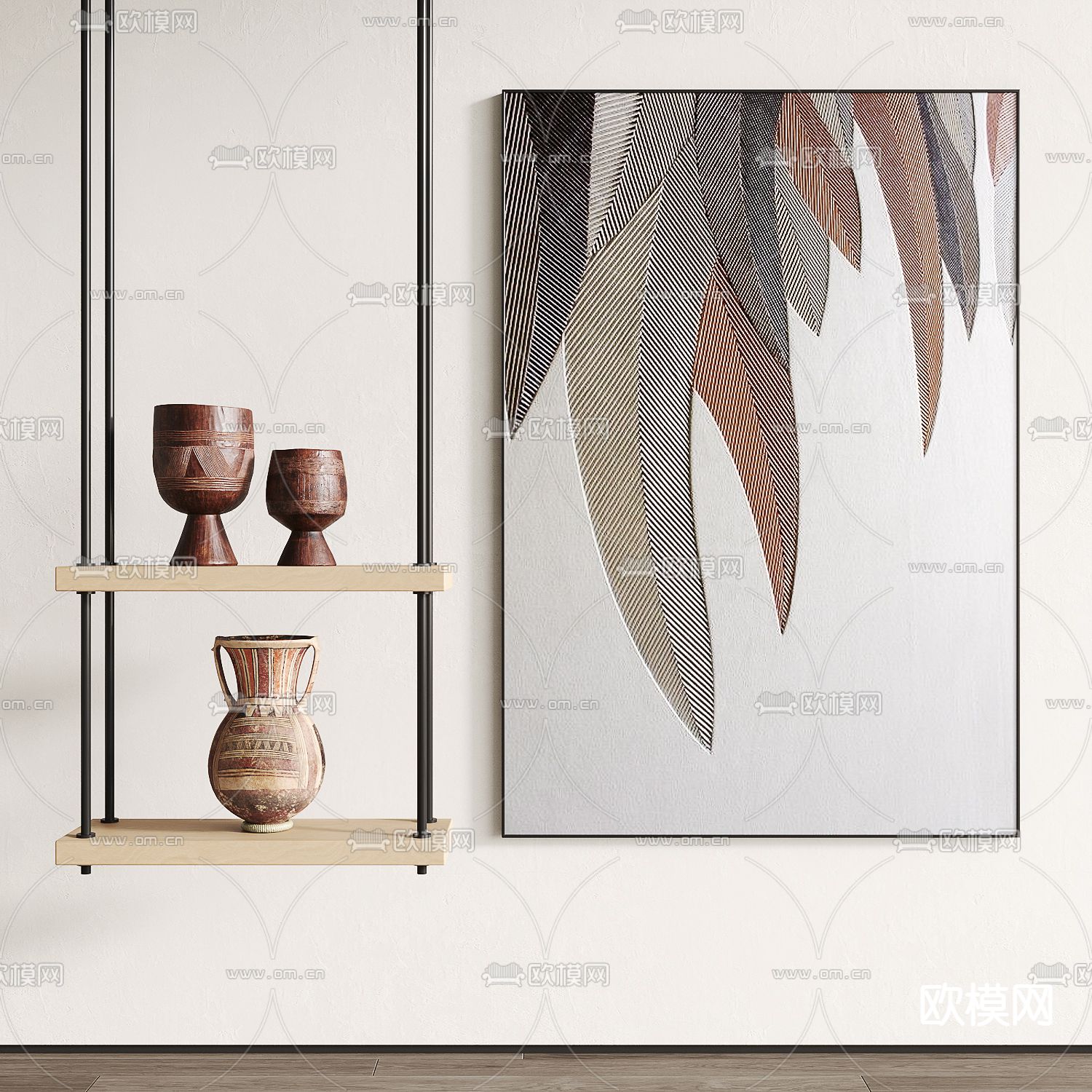 现代抽象挂画su模型