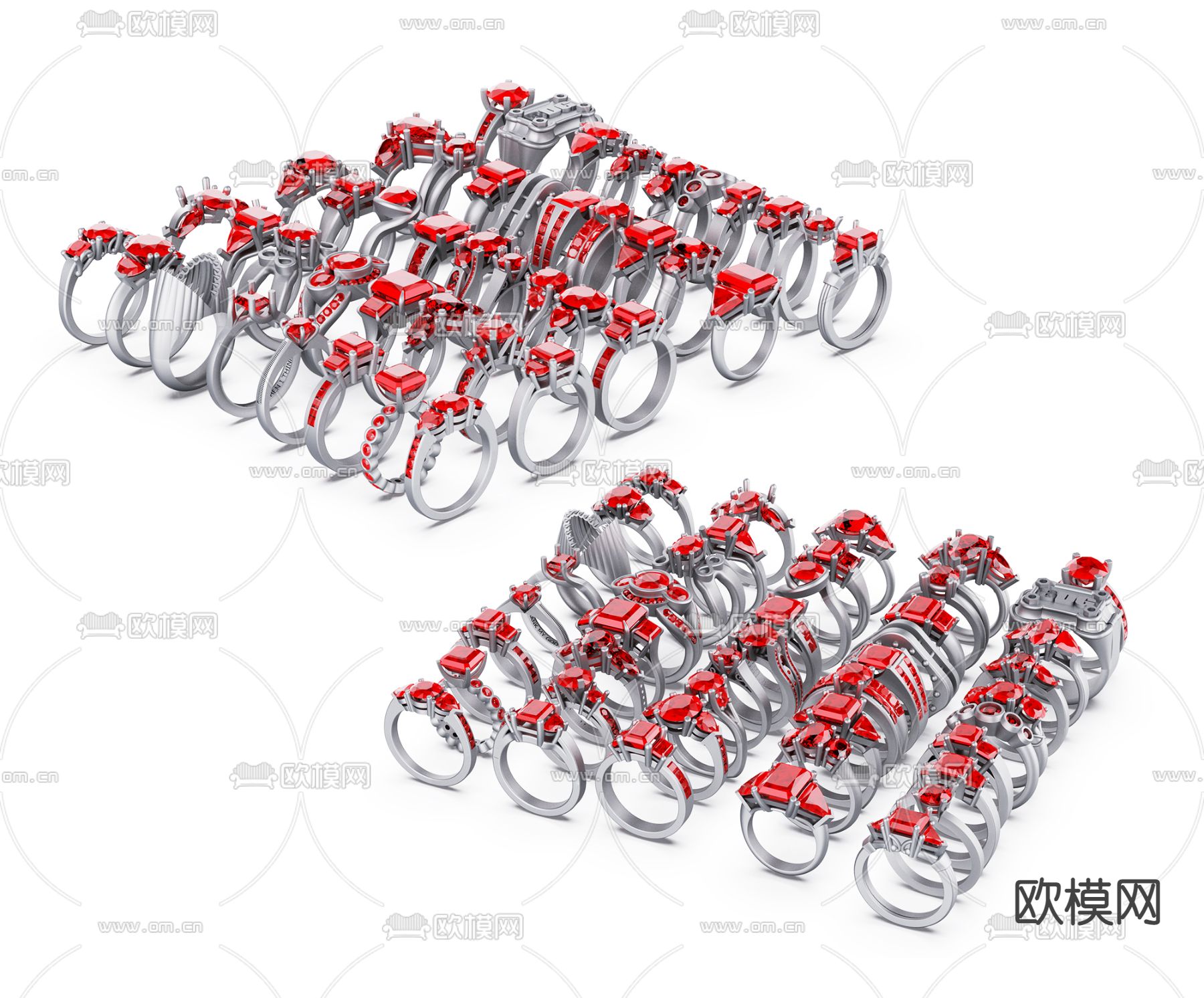 红宝石 戒指 钻戒 珠宝3d模型下载