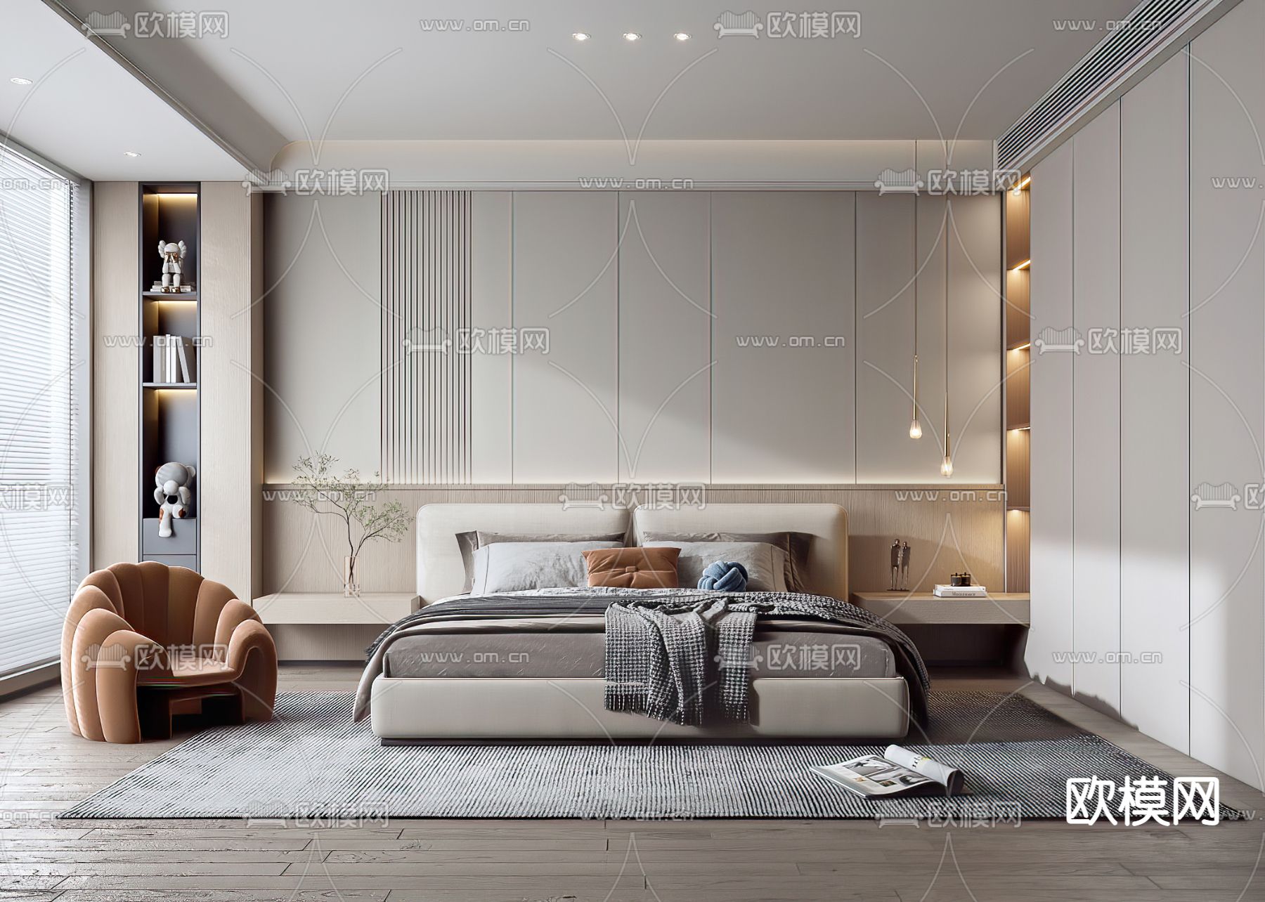 现代卧室 主卧3d模型下载