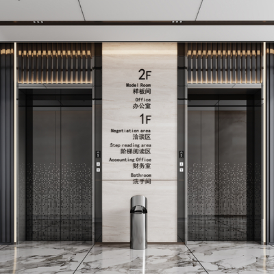  现代电梯间su模型 