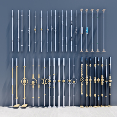  欧式护栏柱 栏杆立柱su模型 