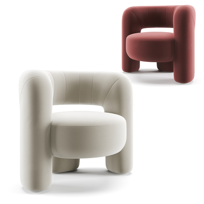 奶油风休闲椅su模型