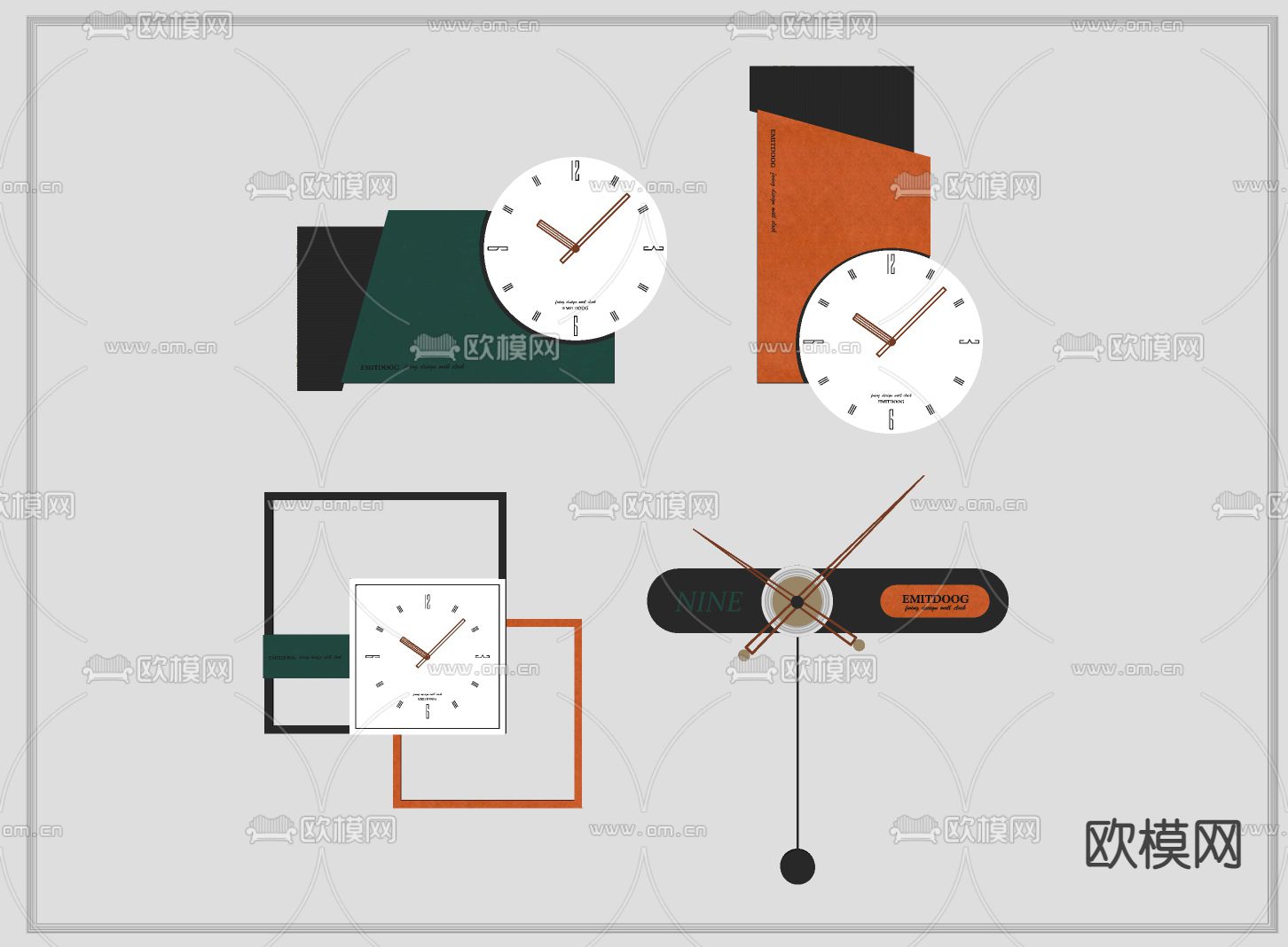 现代时尚挂钟su模型下载（渲染图2）