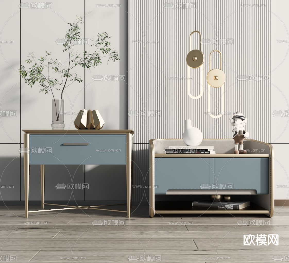 现代床头柜3d模型下载