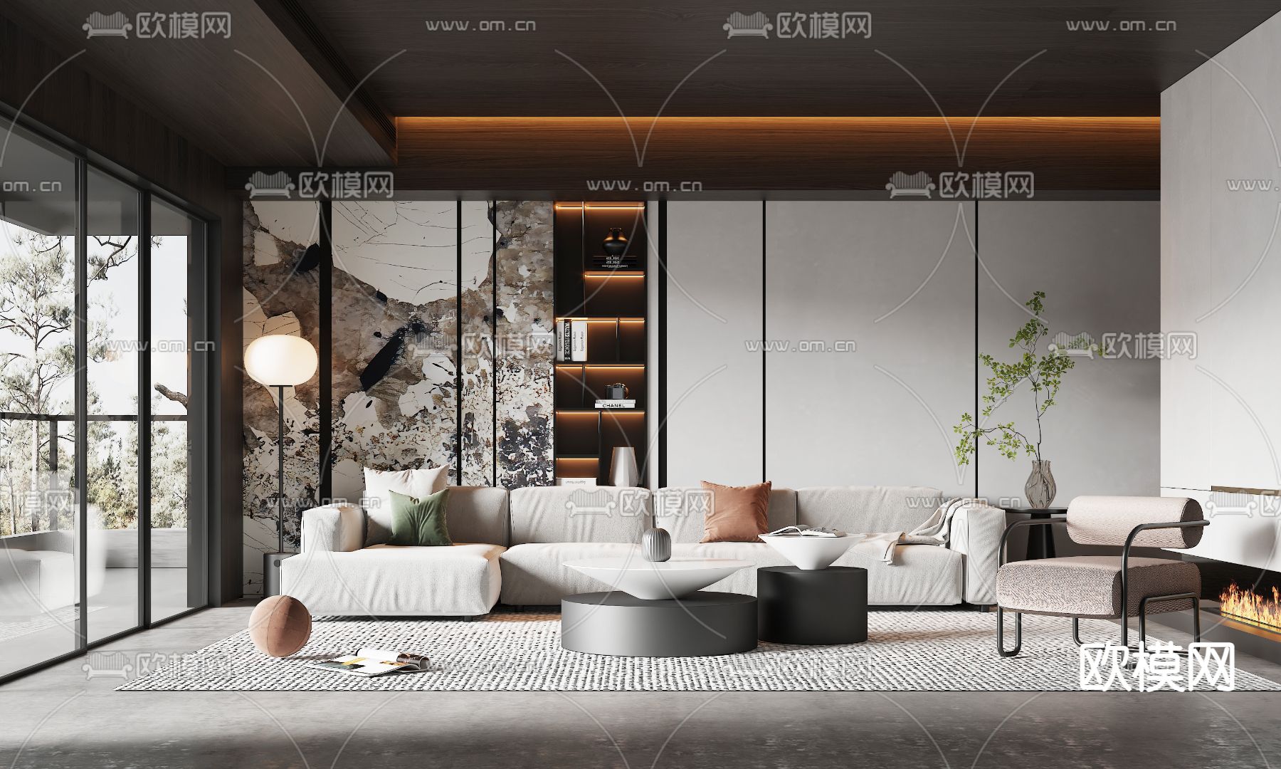 现代客厅su模型下载_ID12181833_sketchup模型下载-欧模网
