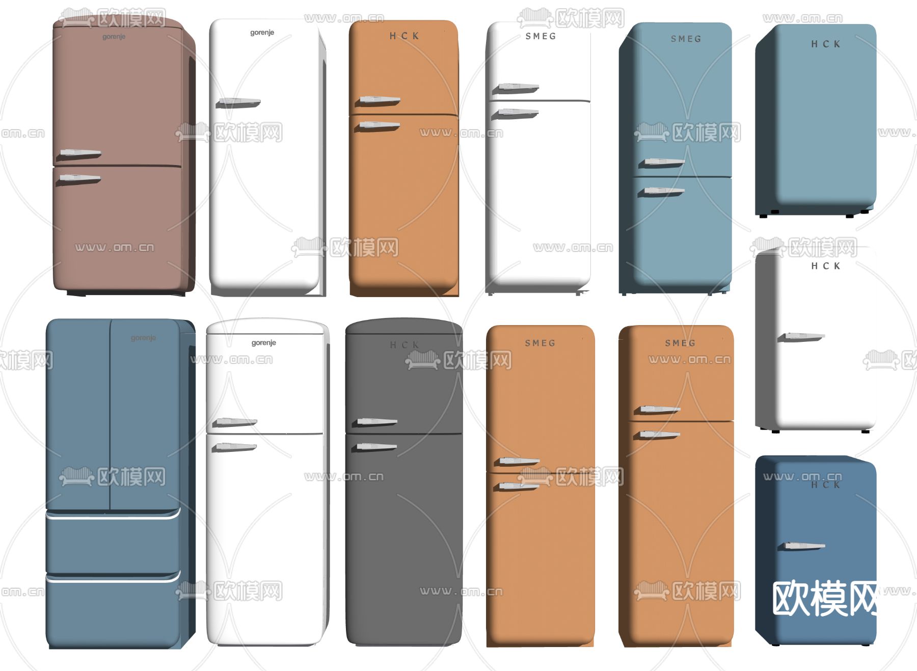 现代冰箱su模型下载（渲染图2）