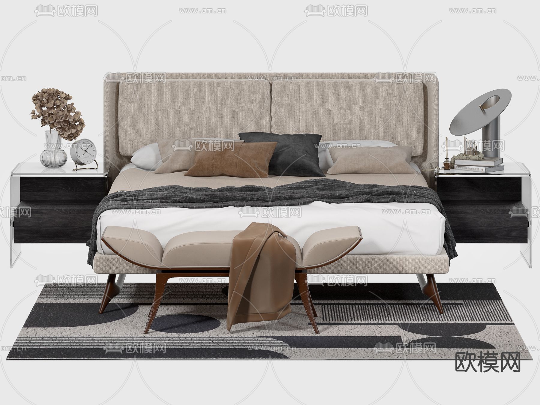 Minotti 双人床3d模型下载