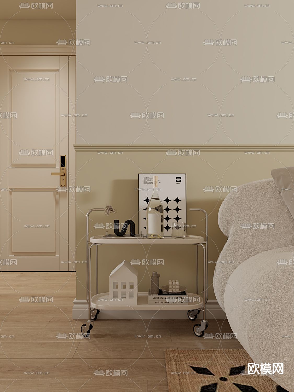 北欧ins风小推车3d模型下载（渲染图1）