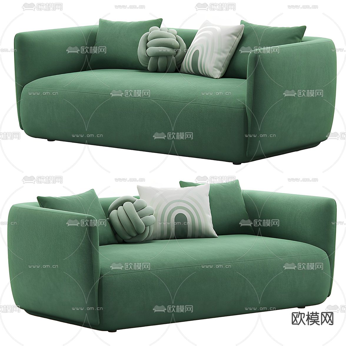 现代绿色沙发3d模型下载_ID12179764_3dmax免费模型-欧模网