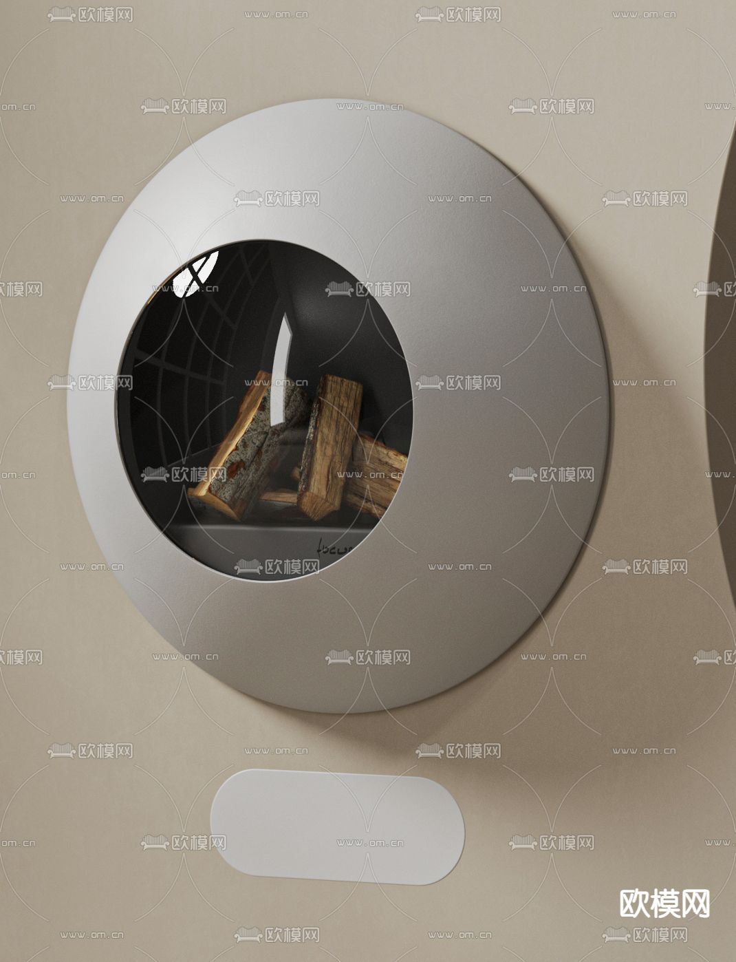 现代壁挂式 壁炉3d模型下载（渲染图1）