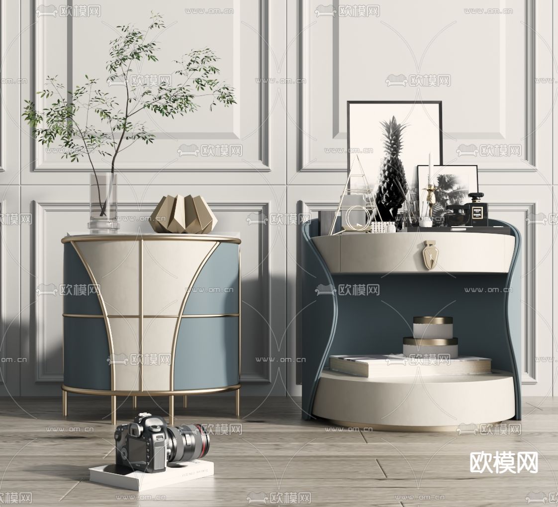 轻奢床头柜3d模型下载