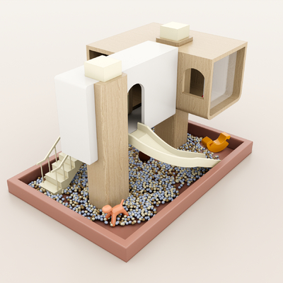  现代儿童滑梯su模型 