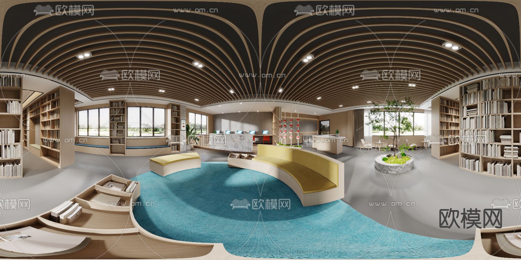 现代书屋 图书馆vr全景3d模型下载_ID12171047_3dmax免费模型-欧模网