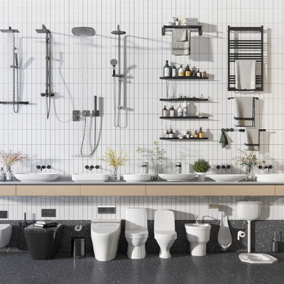  现代马桶 小便斗 蹲便器su模型 