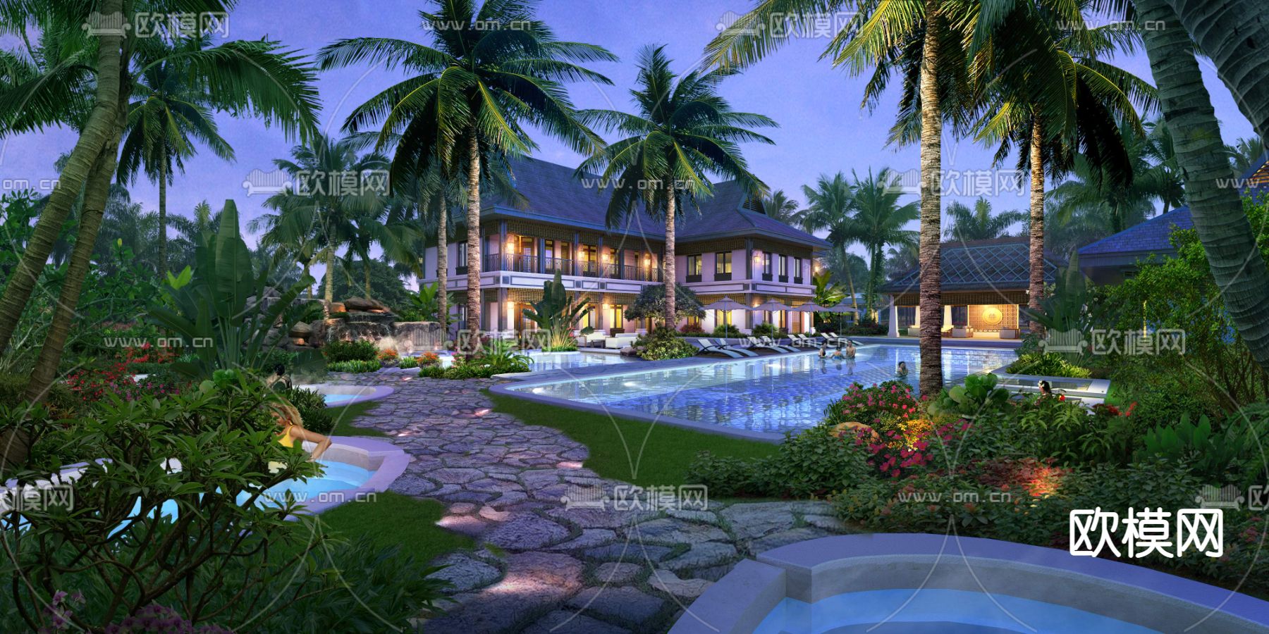 现代小区游泳池psd下载