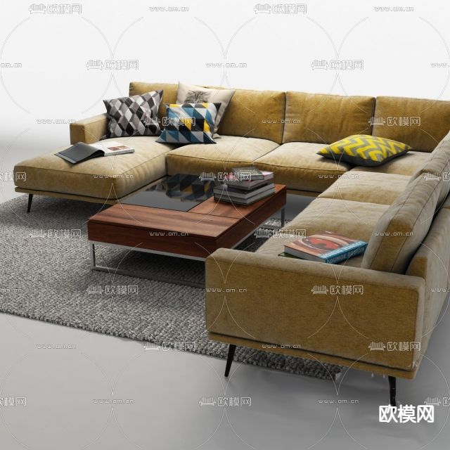 现代简约创意沙发组合免费3d模型下载