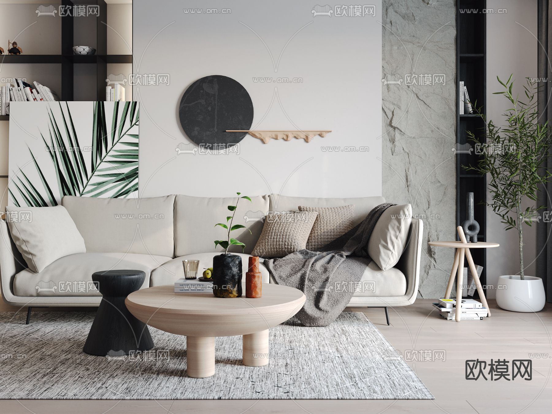 北欧客厅3d模型下载（渲染图2）