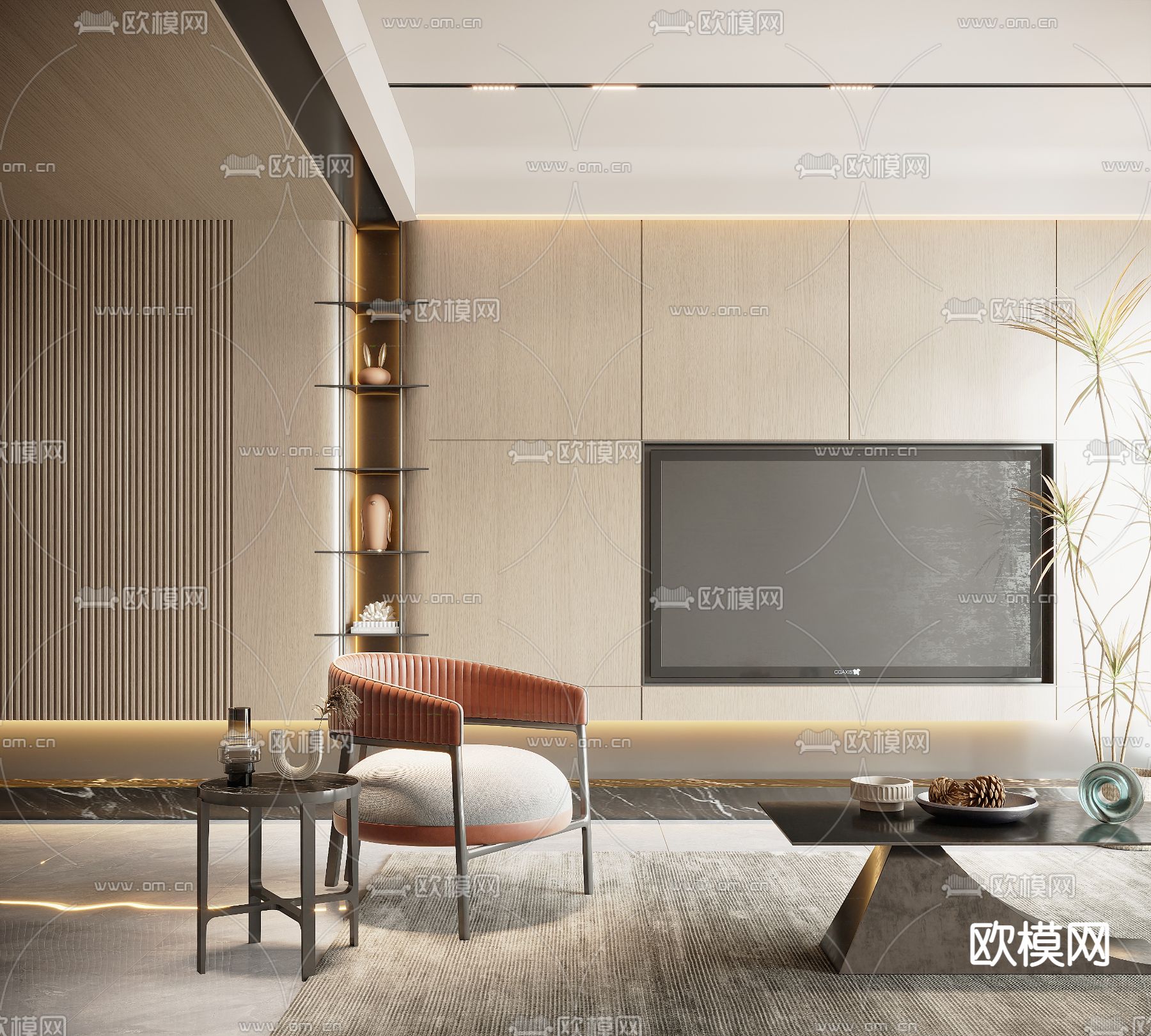 现代圈背休闲椅子3d模型下载