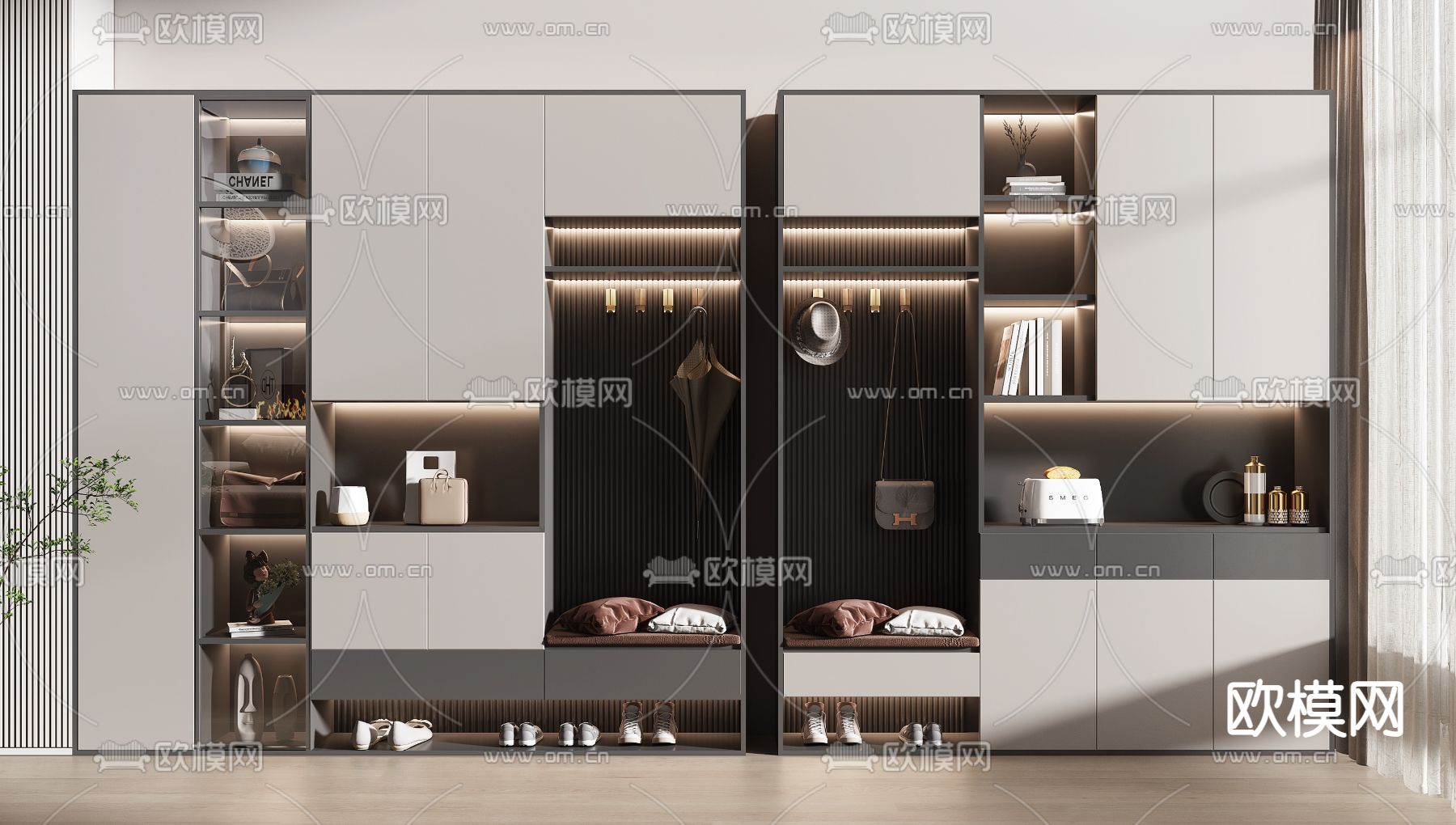 现代鞋柜 鞋帽柜3d模型下载