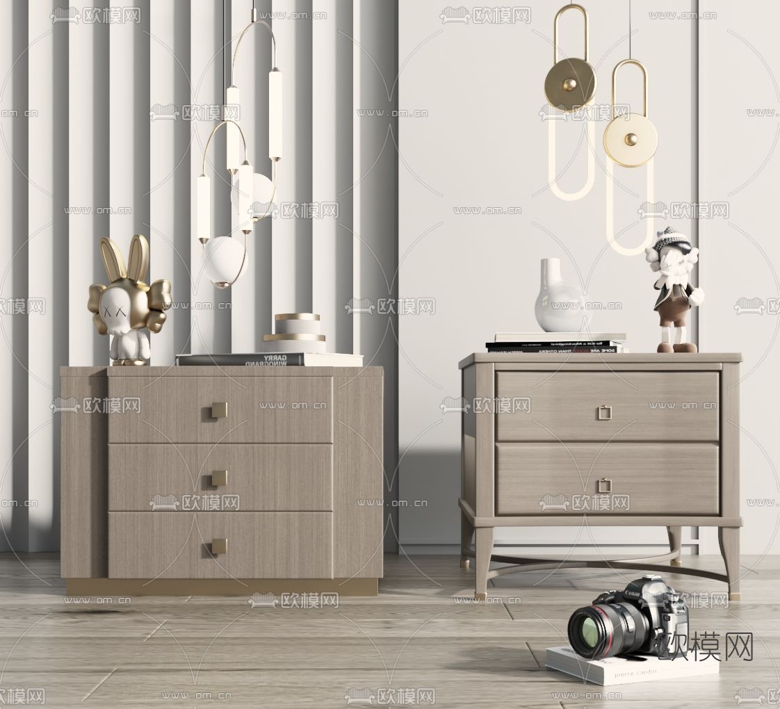 现代床头柜3d模型下载