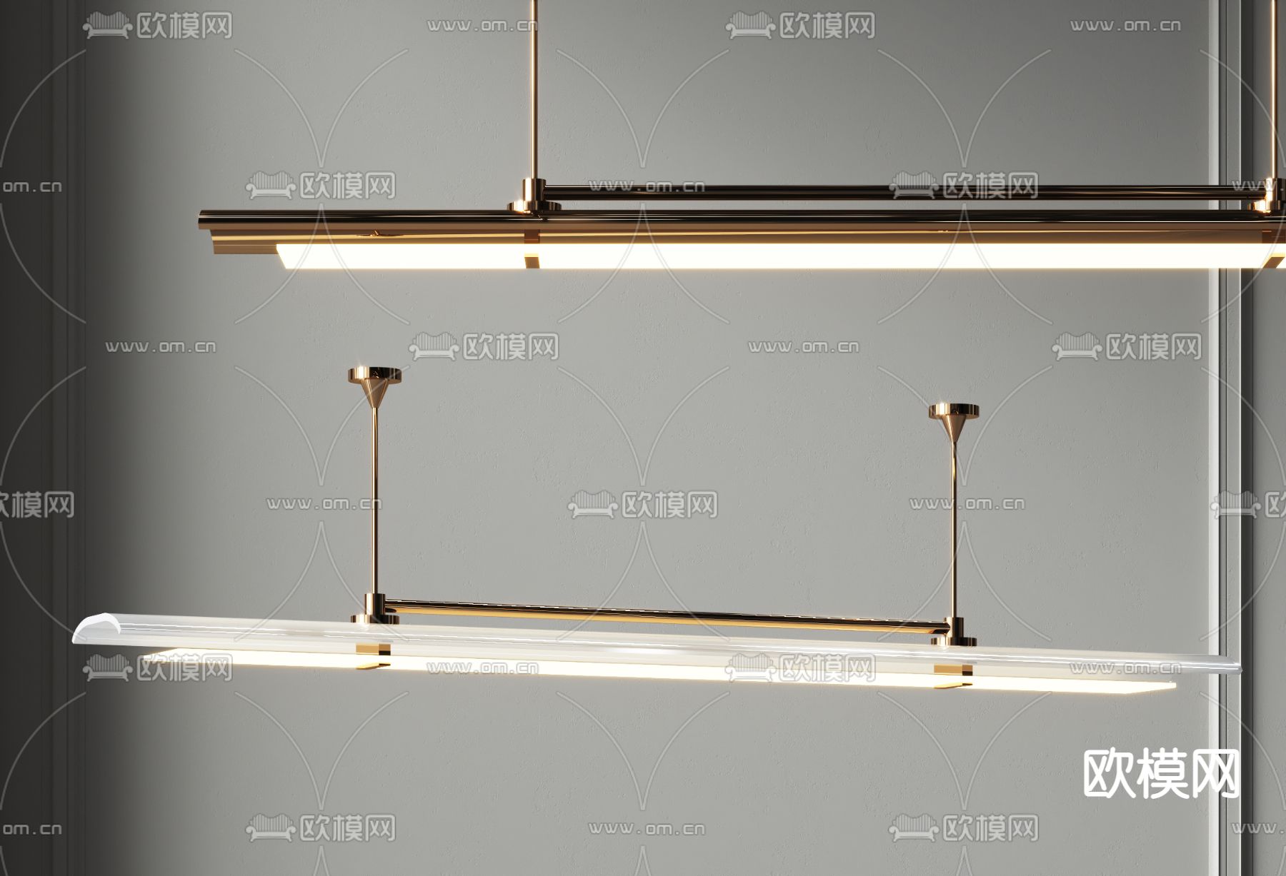 现代条形吊灯3d模型下载_ID12184416_3dmax免费模型-欧模网