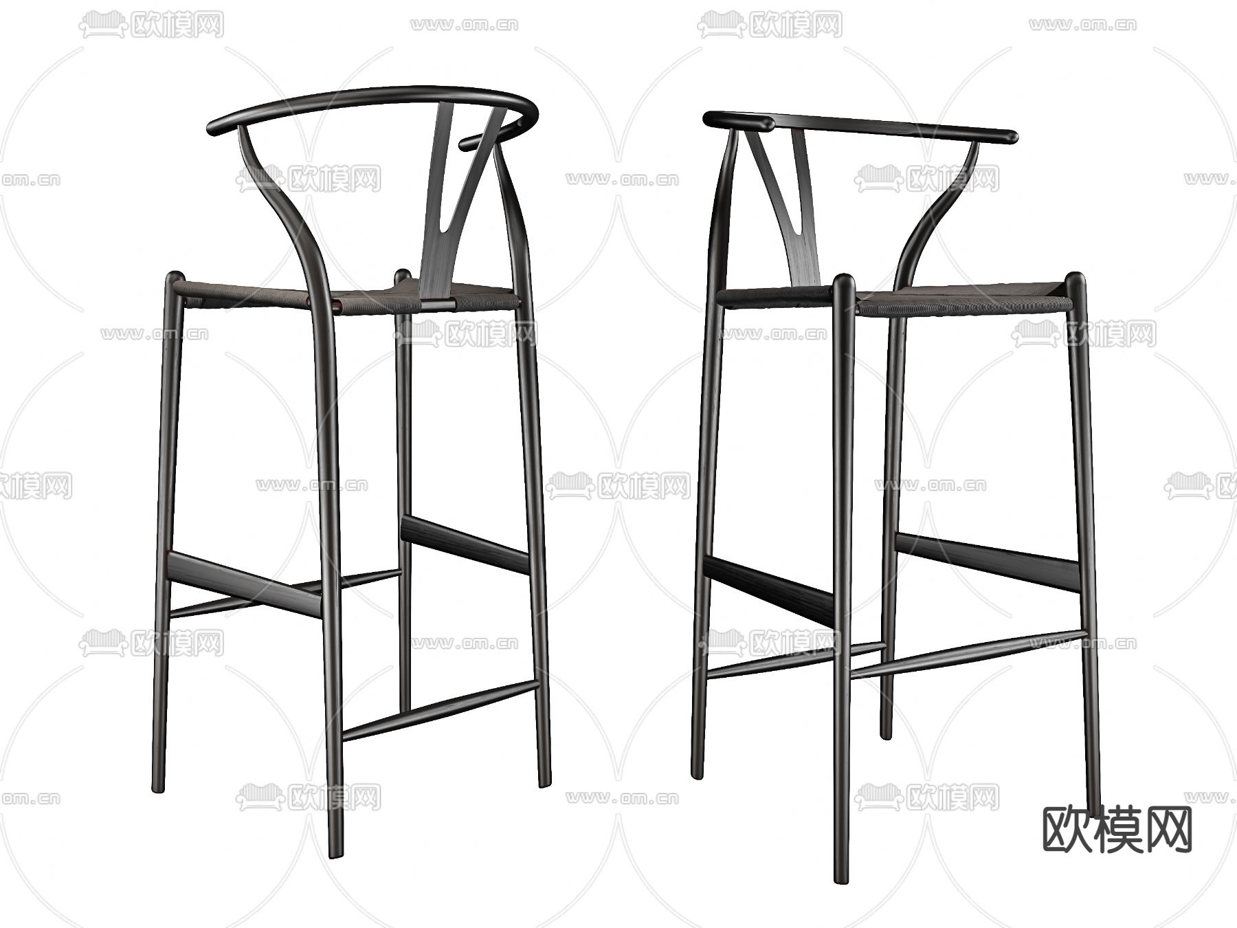 新中式吧椅 吧凳3d模型下载（渲染图2）