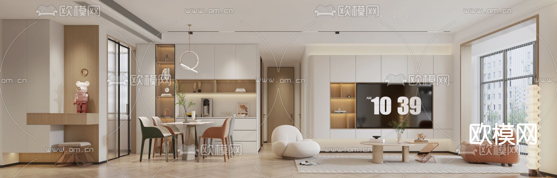 北欧客餐厅3d模型下载（渲染图3）