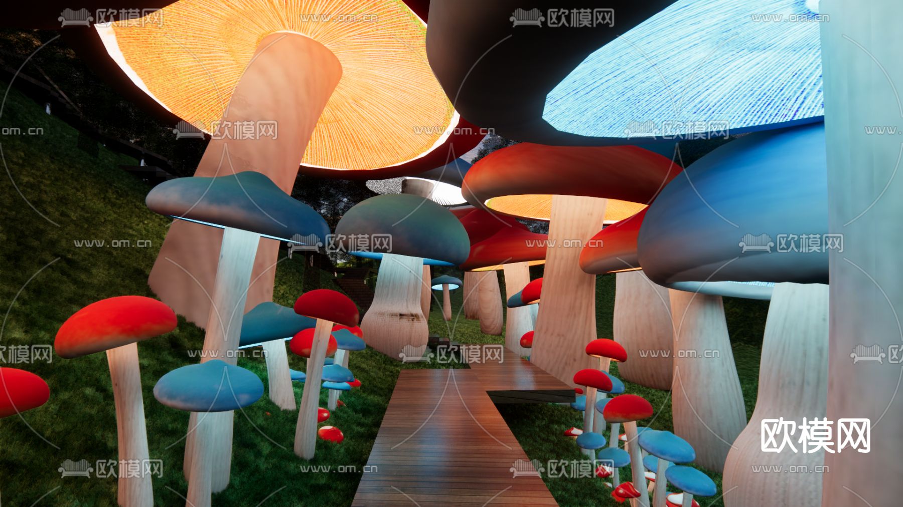 森林木屋 奇幻森林主题度假区su模型下载（渲染图3）