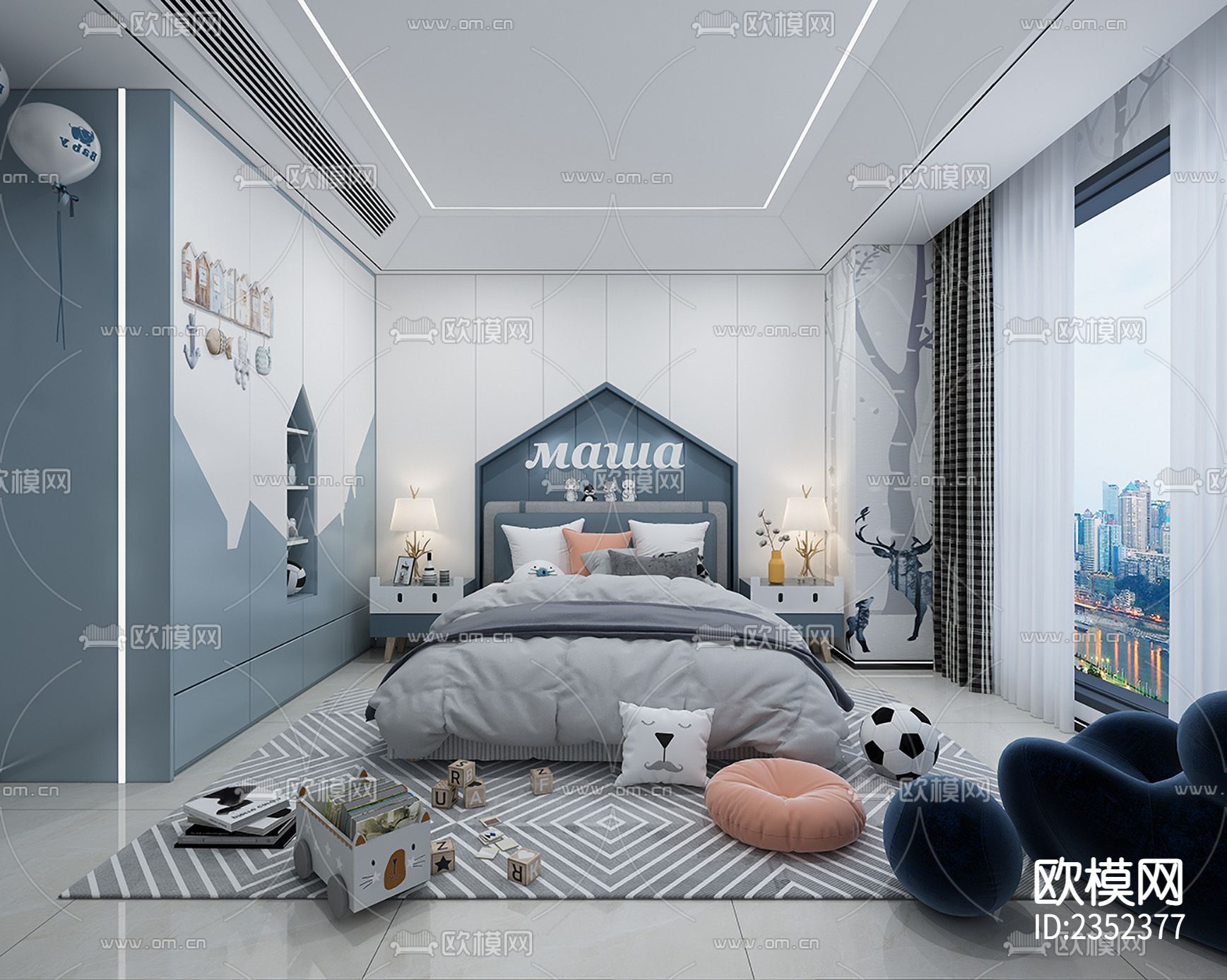 现代轻奢别墅cad施工图下载（渲染图6）