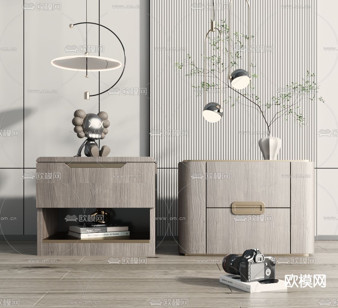 现代床头柜3d模型下载