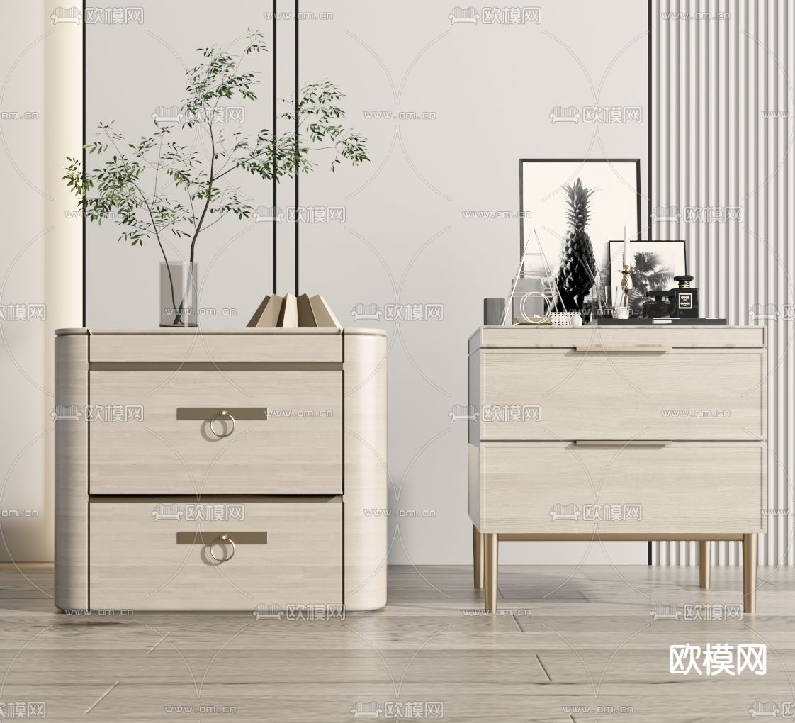 现代床头柜3d模型下载