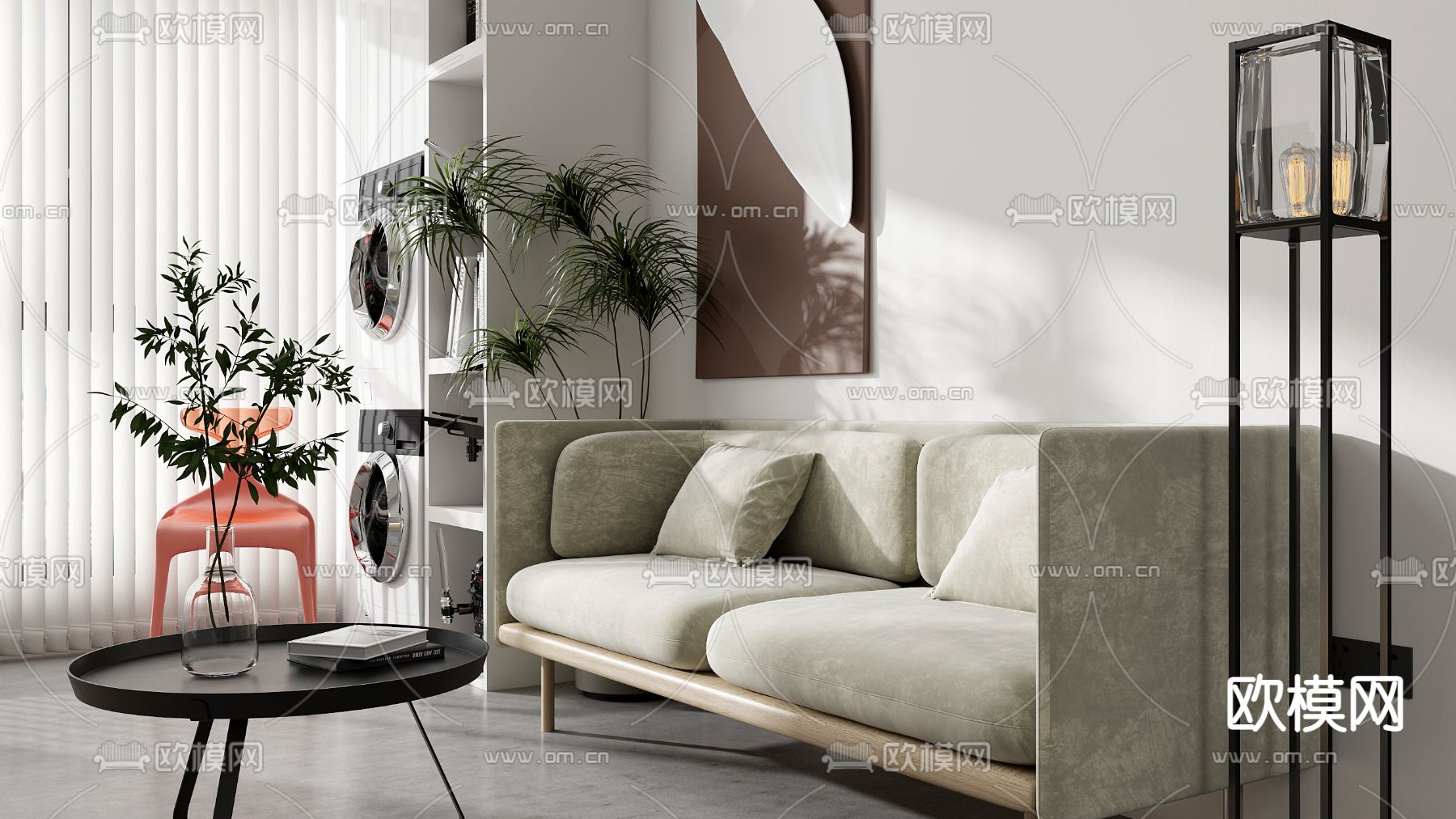 单身公寓 客餐厅3d模型下载（渲染图4）