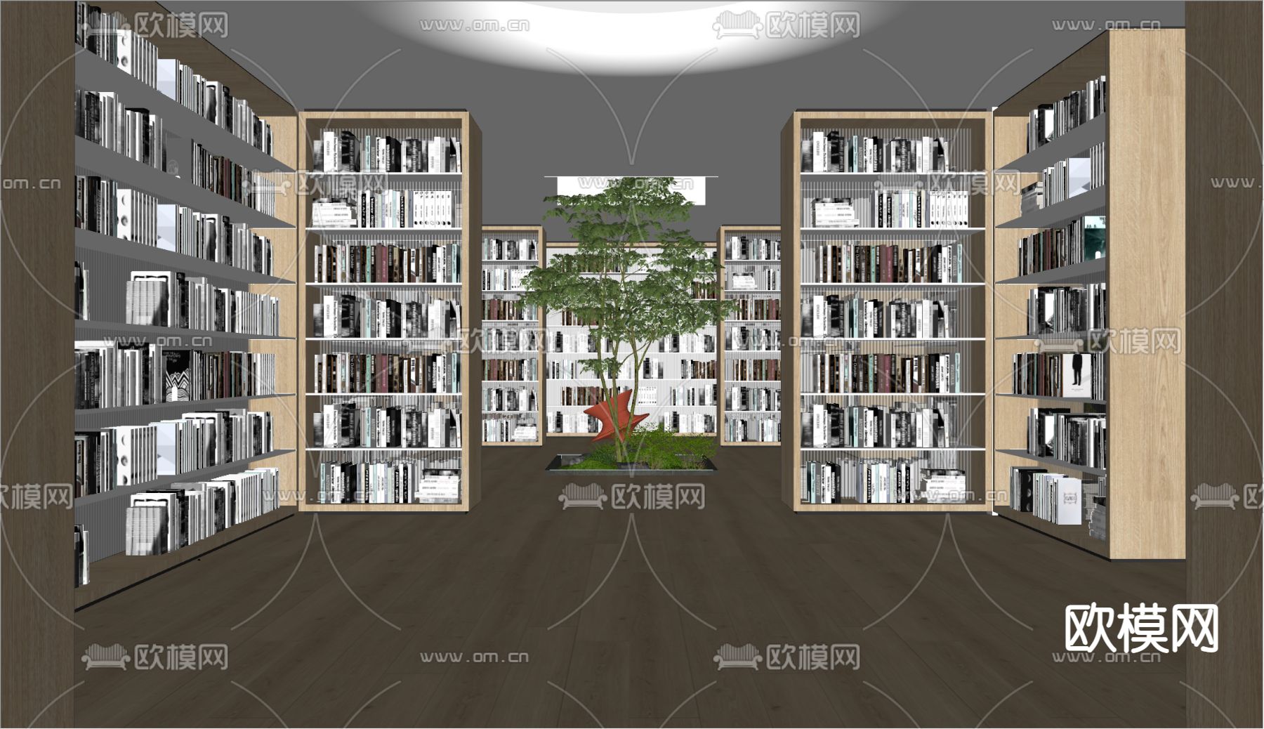 现代图书馆阅读区su模型下载（渲染图2）