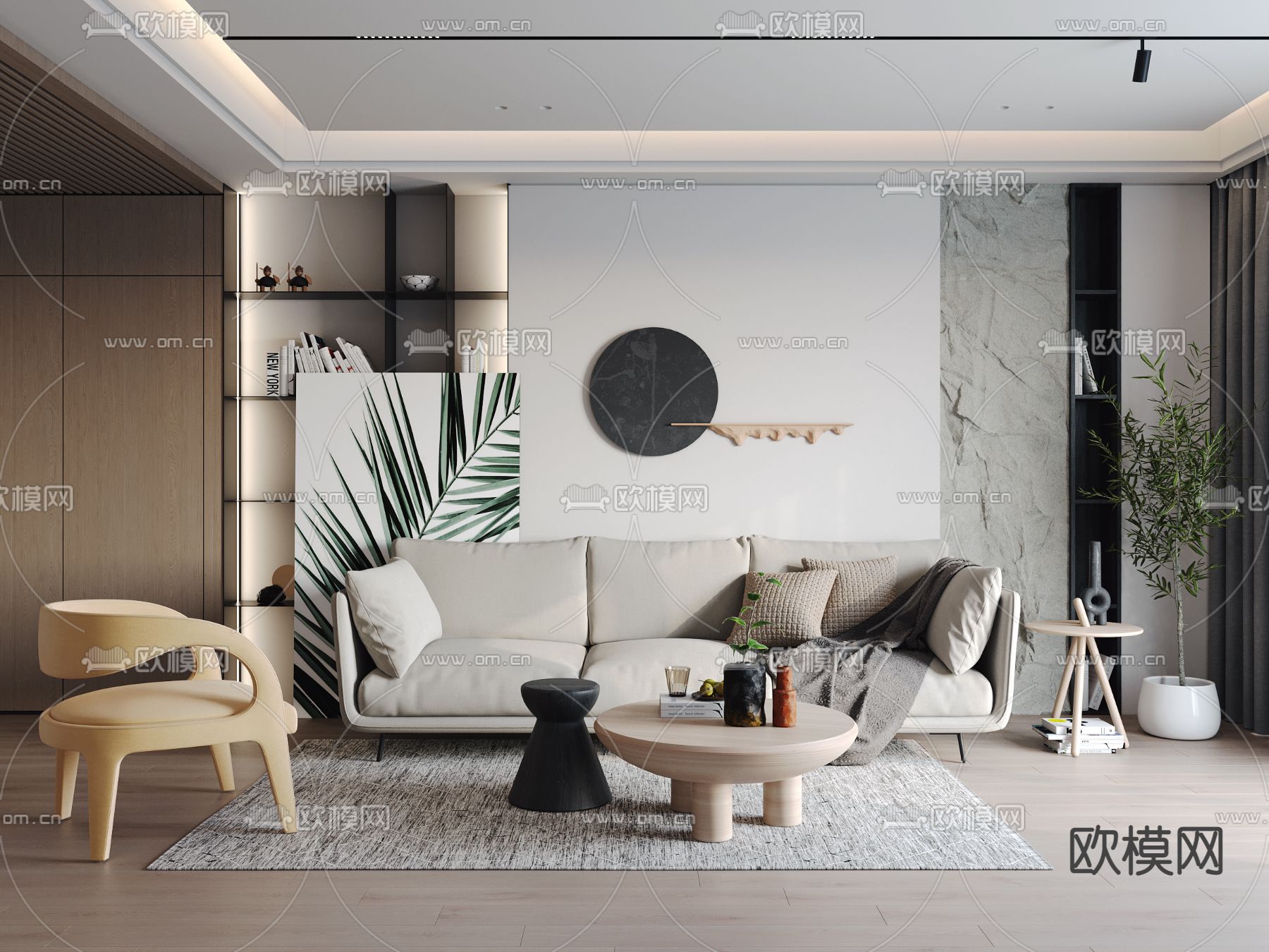 北欧客厅3d模型下载（渲染图1）