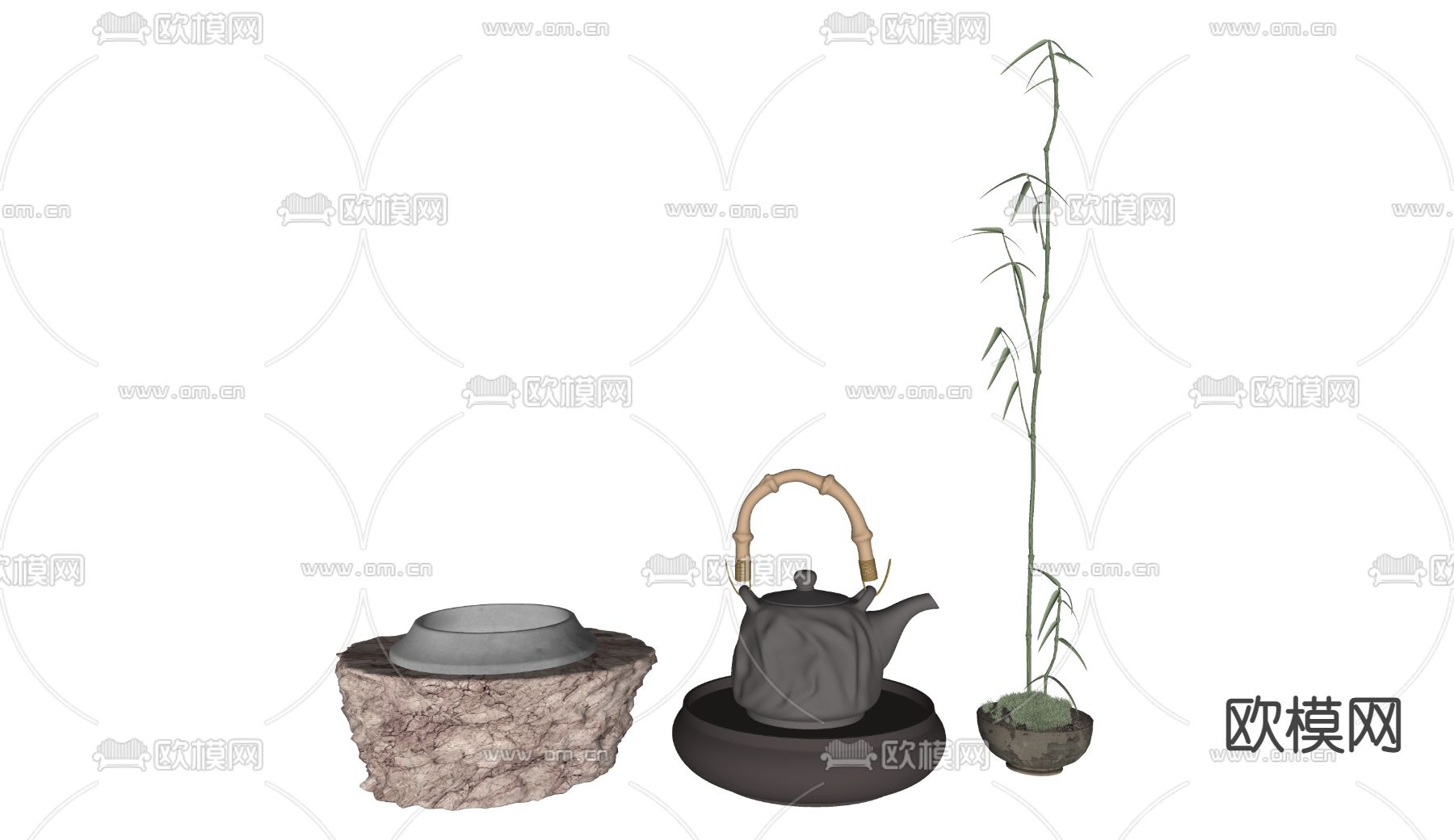 新中式茶具 茶壶su模型下载（渲染图2）