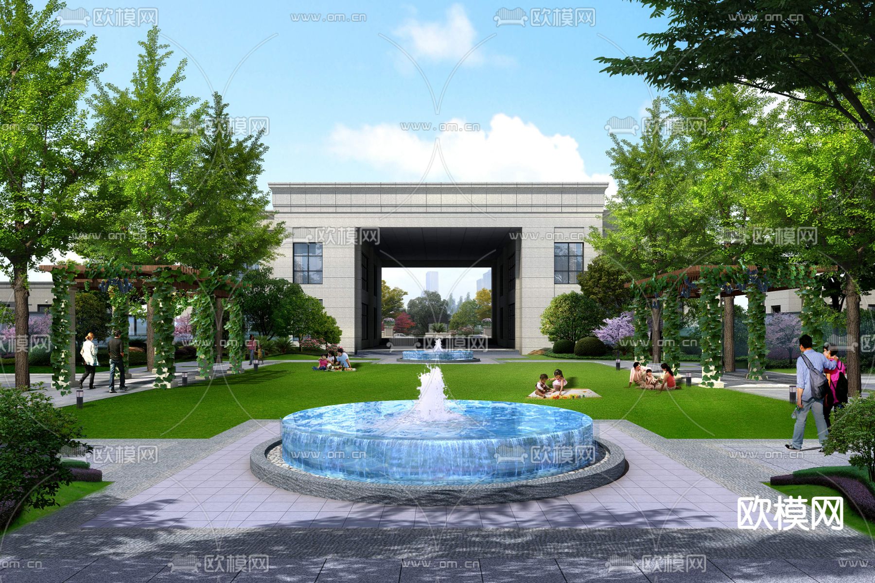 现代小区亲子公园园林psd下载