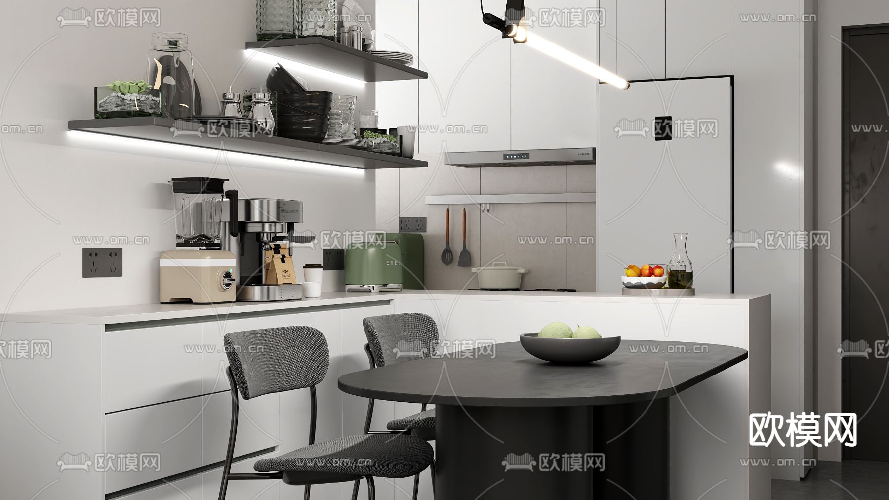 单身公寓 客餐厅3d模型下载（渲染图3）