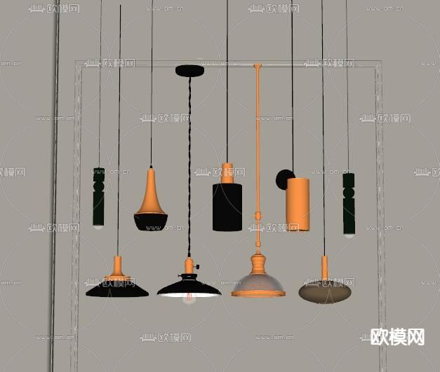 现代轻奢吊灯su模型下载（渲染图2）