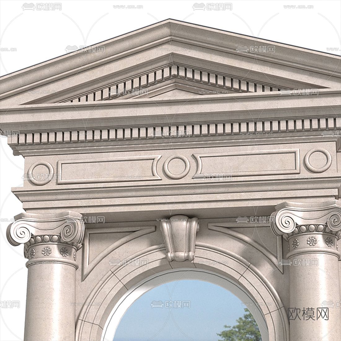 欧式拱门窗门面3d模型下载（渲染图3）