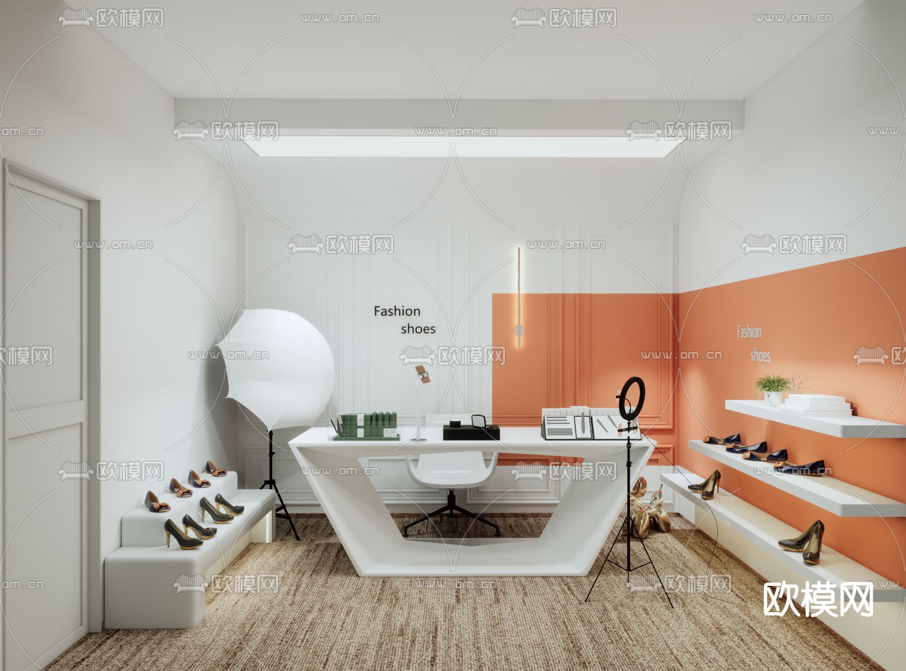 现代直播间su模型下载（渲染图1）