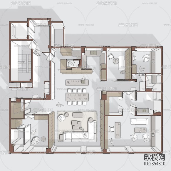 (练习)ps彩平图+完整案例+配色卡CAD施工图下载(渲染图2)