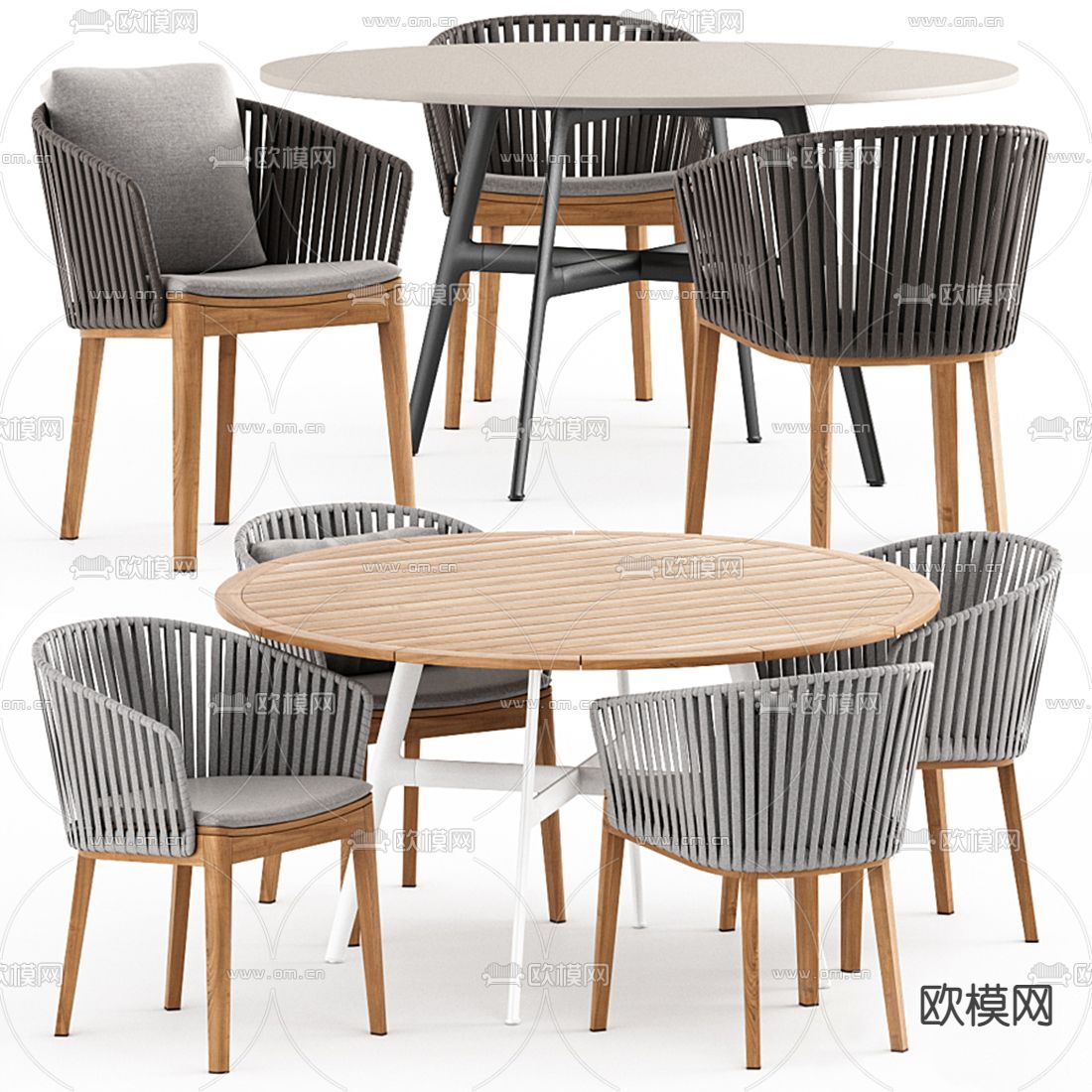 现代户外休闲桌椅3d模型下载