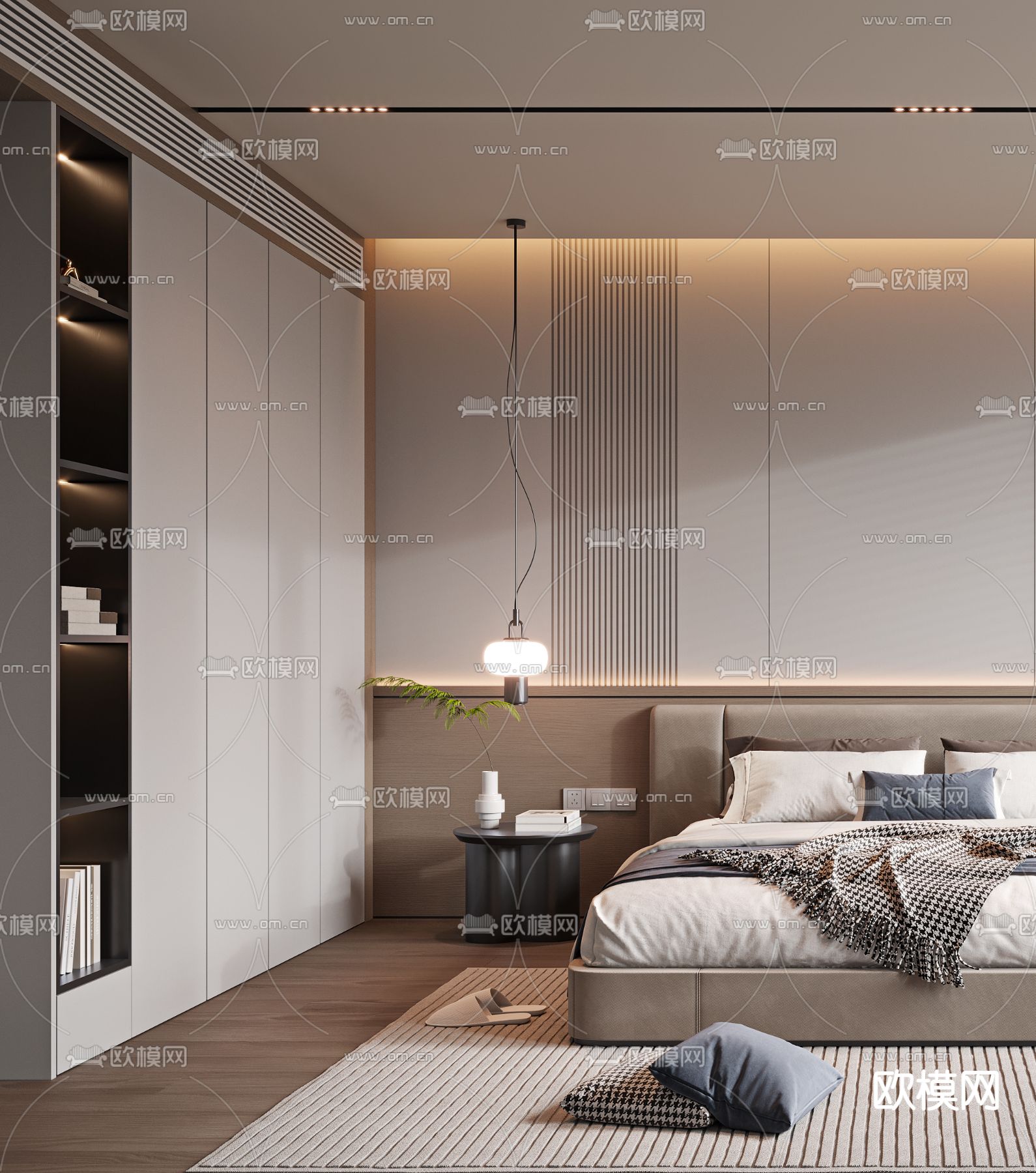 现代卧室主人房3d模型下载（渲染图3）