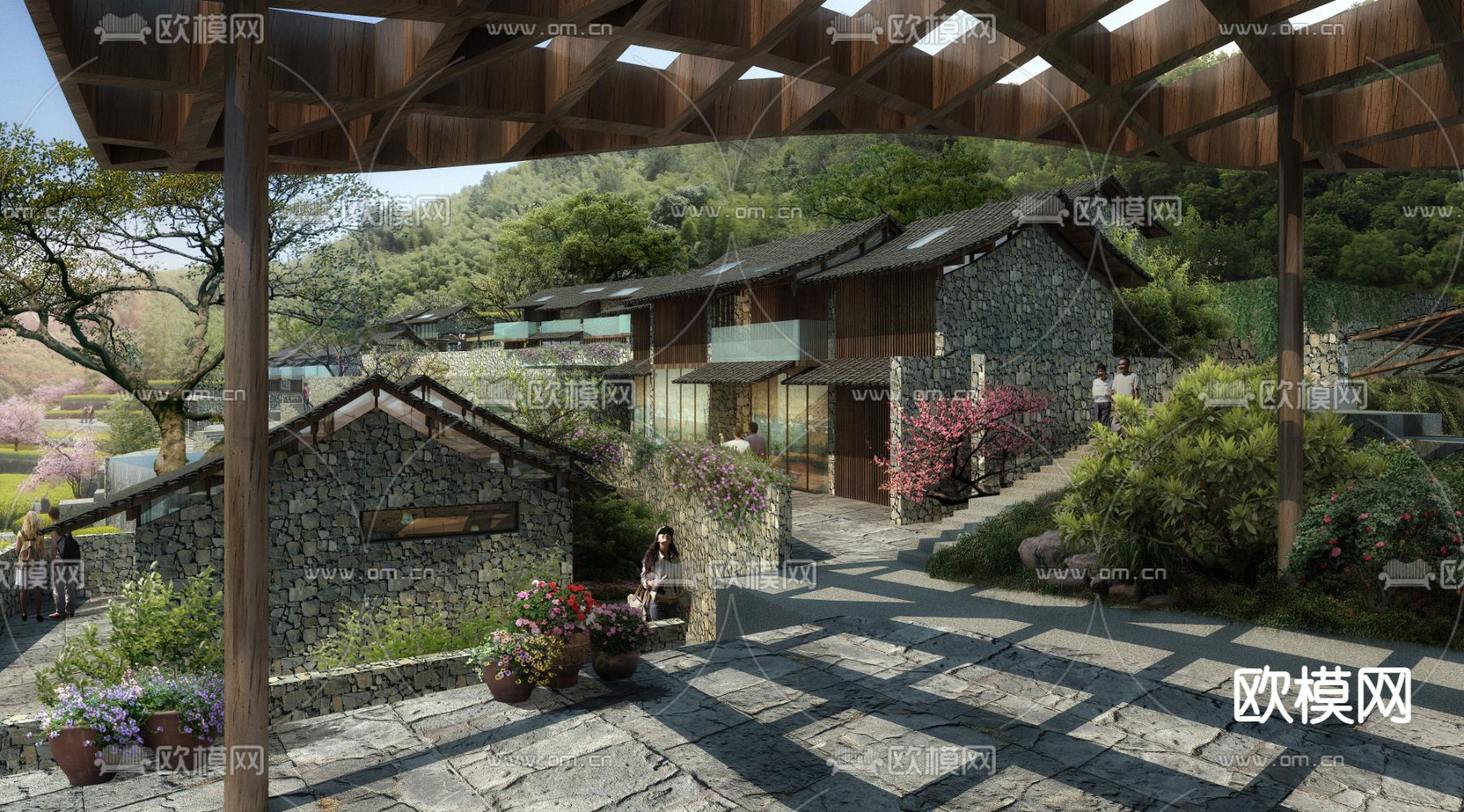 现代农村公园园林psd下载