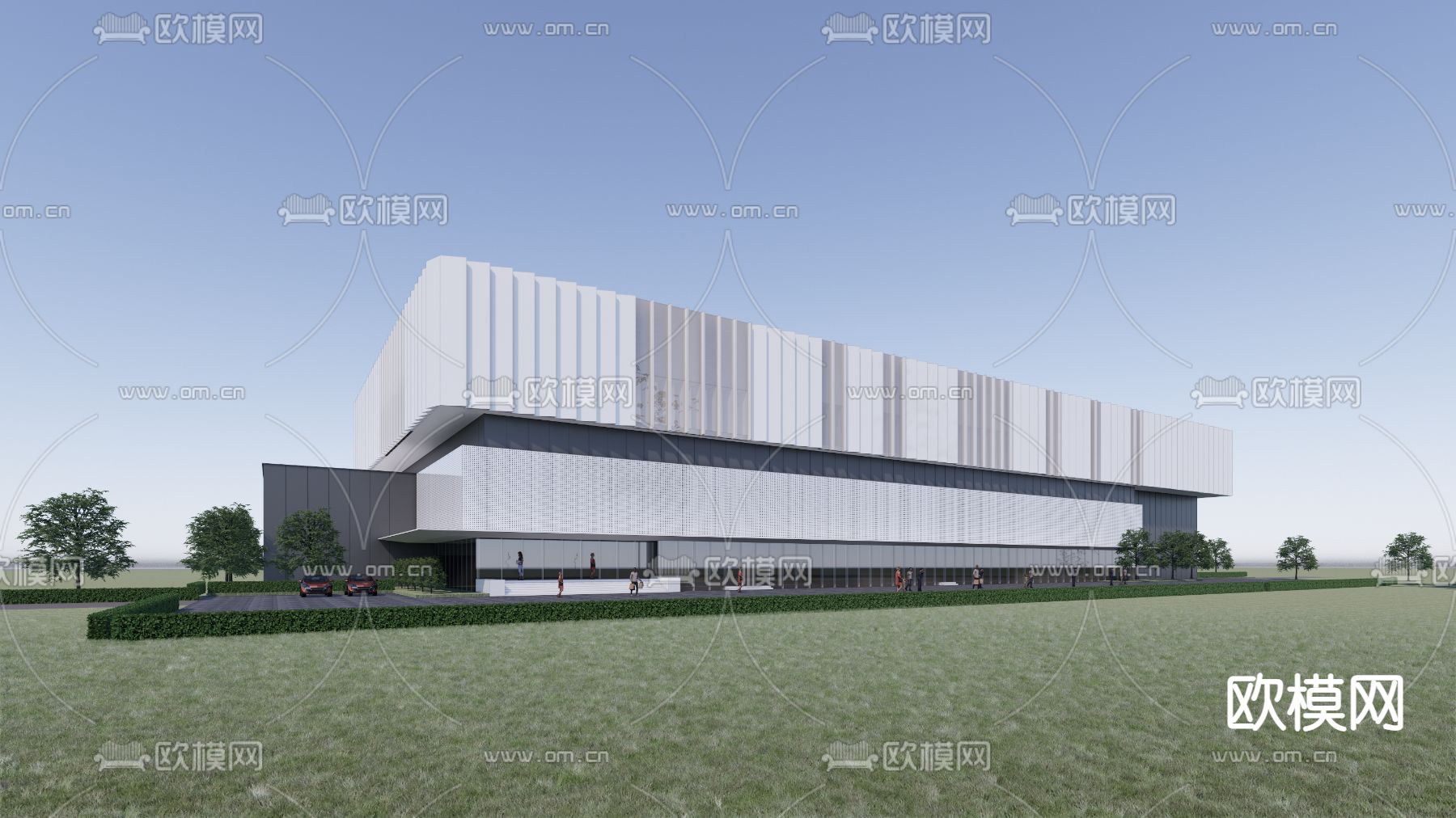 现代厂区办公楼外观su模型