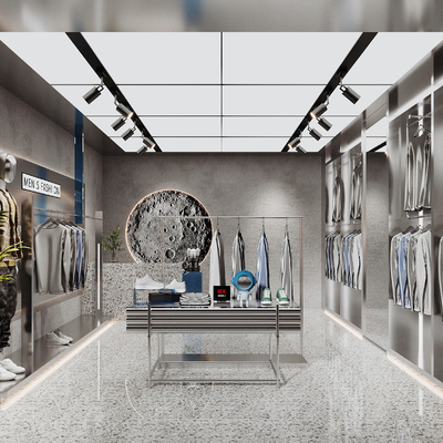  现代潮牌男装店su模型 